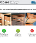 Compatibility chart showing 10 Pack Soft Close Drawer Adapters For Wood Drawers White Retrofit Kit with slides.