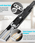 Soft Close Drawer Slides Full Extension Side Mount Ball Bearing Metal Rails visible with smooth steel ball and copper damper detail.
