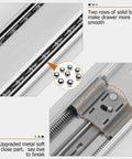 Close-up of Soft Close Drawer Slides 22 Inch Side Mount Heavy Duty Cabinet Drawer Glides 10 Pairs - Ball Bearing Full Extension