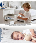 Child using soft close heavy duty drawer slides 22 inch, 10 pairs 100lb load capacity in bedroom, highlighting safety features.