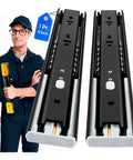 Soft Close Drawer Slides Full Extension Side Mount 12 inch Ball Bearing Metal Rails with installer holding slides