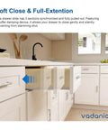 14" Undermount Drawer Slide installed in kitchen cabinet, soft close, bottom mounted & bottom support, 88 lb load capacity