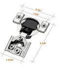 Soft Close Hidden Cabinet Hinges For Kitchen Cabinets Half Inch Overlay 50 Pack 25 Pairs Stainless Steel Satin Nickel Finish Adjustable Easy Install Cabinet Hardware Self-Closing Ravinte with measurements.