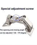 Close-up of 2 PCS 175 Degree Hinges Soft Close Hinge Hydraulic Frameless Cabinet Doors Hinges with adjustment screw