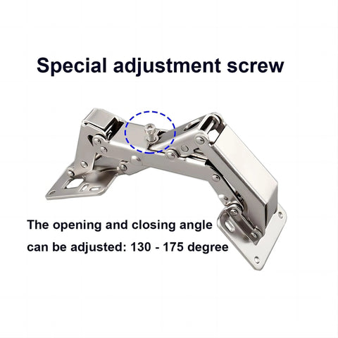 Close-up of 2 PCS 175 Degree Hinges Soft Close Hinge Hydraulic Frameless Cabinet Doors Hinges with adjustment screw