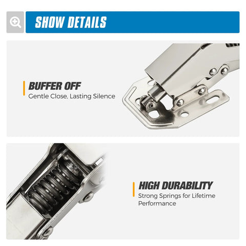 Soft Close Hidden Hinges For Kitchen Cabinets 4 Pack Surface Mount Heavy Duty Cabinet Hinges with Easy Install and High Durability