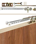 Sliding Pocket Door Soft Close Hanger Replacement Kit 1060 with 1 Inch Nylon Ball Bearing Wheels top view and installed on door