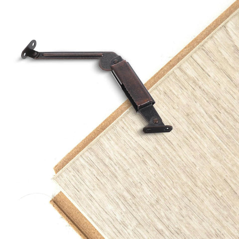 2pcs Soft Close Lid Support Hinges Spring Friction Fold Down Swing Down Hinges installed on a wooden lid