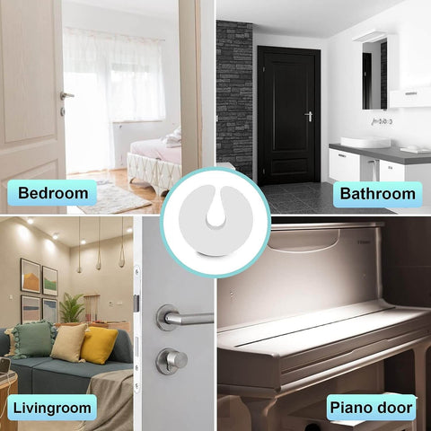 Soft Foam Door Pinch Guard for Kids and Pets, C-shaped guard on bedroom, bathroom, living room, and piano doors, prevents injuries.