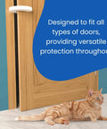 Kid And Pet Friendly Soft Foam Door Pinch Guard Extra Thick Slam Stopper preventing finger injuries on wooden door with cat