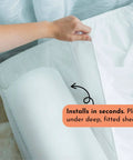 Installing the Soft Foam Toddler Bed Bumper Guard With Non Slip Cover Safe Sleep Bed Rail Alternative under a fitted sheet