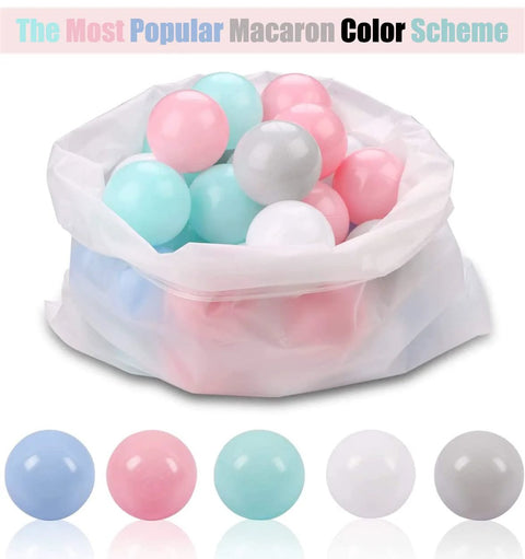 50 Balls Soft Plastic Ball Pit Balls for Kids, Gift for Baby Toddler Birthday Christmas, pastel macaron colors in white bag