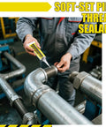 Applying Soft Set Pipe Thread Sealant For Leak Proof Plumbing And HVAC Installations With 2 Brushes Non Hardening Paste
