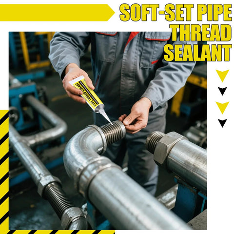 Applying Soft Set Pipe Thread Sealant For Leak Proof Plumbing And HVAC Installations With 2 Brushes Non Hardening Paste