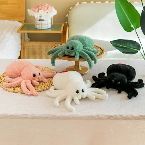 Assorted plush spider toys including Super Soft Pink Spider Plush Toy For Kids And Adults Huggable Stuffed Animal 9.8 Inch Plush Pillow