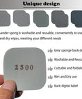 Hand holding 2500 grit pad from 54 Pack Soft Touch Sanding Pads 2x2 Mesh Grit Pads 320 To 3500 For Plastic