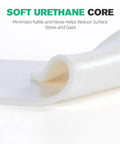 Close-up of soft urethane core material, highlighting its flexibility and texture for minimizing noise and reducing stress.