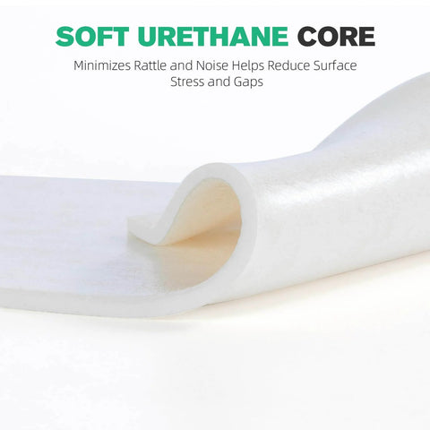 Close-up of soft urethane core material, highlighting its flexibility and texture for minimizing noise and reducing stress.