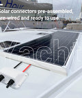 No-Fuss Solar Cable Entry Gland With IP68 UV-Resistant Dual Cable Housing installed on yacht with solar panel.