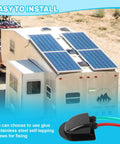Waterproof ABS Dual Cable Entry Gland Box installed on RV roof with solar panels, showing black moisture-resistant protection shell.