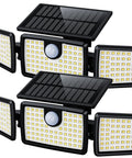 Three Head Outdoor Solar Flood Lights With Motion Sensor And 270 Degree Wide Coverage 2500 Lumens IP65 Weatherproof, front view