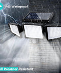 Solar Outdoor Security Lights With Remote Control 2500LM 210 LED Three Head Motion Sensor Flood Lights IP65 Waterproof during rain