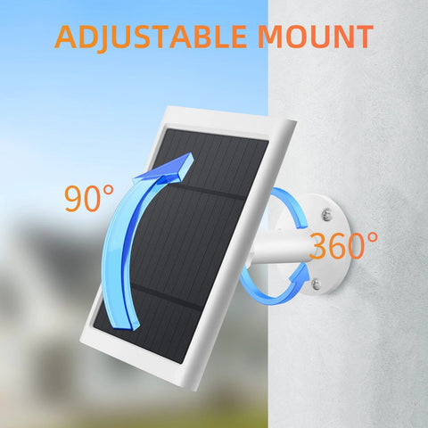 Adjustable mount of 2 Pack 4W Solar Panel Charger For Outdoor Security Cameras Compatible With Stick Up Cam 2nd/3rd Gen And Spotlight Cam Plus Pro Battery, 10 Ft Cable With USB C To Barrel Plug Adapter, Waterproof And Easy Installation