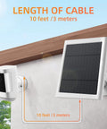 2 Pack 4W Solar Panel Charger For Outdoor Security Cameras Compatible With Stick Up Cam 2nd/3rd Gen And Spotlight Cam Plus Pro Battery installed beside a camera.