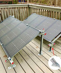 Installed solar panels supported by Adjustable Brace Fitting With 180 Degree Turn Joint Connector Bracket For One Half Inch Bolts In One And Five Eighths Inch Strut Channel Electrogalvanized Steel Rust Resistant High Strength Durable Two Pack.