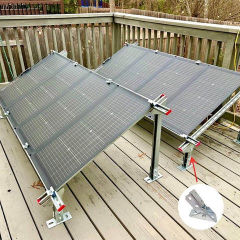 Installed solar panels supported by Adjustable Brace Fitting With 180 Degree Turn Joint Connector Bracket For One Half Inch Bolts In One And Five Eighths Inch Strut Channel Electrogalvanized Steel Rust Resistant High Strength Durable Two Pack.