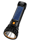 Solar Rechargeable Multi Function 1000 Lumens LED Flashlight With Emergency Strobe Light And 1200mAh Battery Portable Power Bank USB Charging