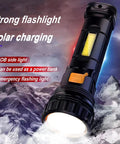 Solar Rechargeable Multi Function 1000 Lumens LED Flashlight With Emergency Strobe Light And 1200mAh Battery Portable Power