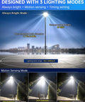 Solar Street Light Dusk To Dawn 6500K Daylight White Flood Light for Parking Lot Court Road and Yard, IP67 Waterproof, motion sensor, 320 LED