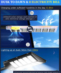 Solar Street Light Dusk To Dawn 6500K Daylight White Flood Light For Parking Lot Court Road And Yard, IP67 waterproof, charging and illumination.