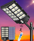 Solar Street Light Dusk To Dawn 6500K Daylight White Flood Light For Parking Lot Court Road And Yard, IP67 Waterproof Outdoor Lamp
