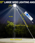 Crazy Bright Solar Street Light With Motion Sensor Dusk To Dawn Outdoor Flood Lamp illuminating a wide area at night.