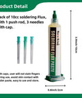 No Clean Soldering Flux Paste for Electronics Rosin Flux Lead Free 10cc with needle tips and cap for precise use