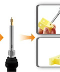 Pro Heat Set Soldering Tips Kit for Easy Heat Set Inserts in 3D Printing, 7-Pack Brass Tips shown with adapters and installation process