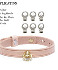 Solid Brass Ball Studs 6 Pack 360 Degree Rotating Leather Rivets With D Ring And Chicago Screw Back displayed with dog collar