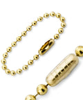 Close-up of 4.5” Beaded Ball Keychains (100 Pack) Solid Brass Bead Size #6 Tag Chains USA Made, showing brass beads and clasp.