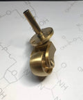 Side view of a Solid Brass Caster Set With 25mm Wheels, 360 Degree Swivel, Screw Mount Fittings, ideal for furniture use.
