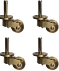 Solid Brass Caster Set With 25mm Wheels, 360 Degree Swivel, Screw Mount Fittings, 4-pack shown from front view
