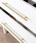 Solid Brass Cabinet Pulls 2 Pack Gold Brushed Finish Long Drawer Handles With 10 Inch Center To Center for large kitchen cabinets.