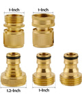 Solid Brass Garden Hose Quick Connect Kit Three Quarter Inch GHT Threads, Five Piece Set With Three Male And Two Female Connectors