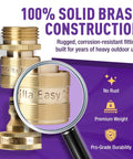 Close-up of Easy Connect Garden Hose Quick Connect Fittings 3/4 Inch GHT Solid Brass Leak Proof Heavy Duty Up To 200 PSI construction details