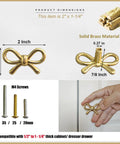 2 Pack Solid Brass Bow Drawer Knobs In Gold, Vintage Cabinet Hardware For Kitchen, with screws and installation.