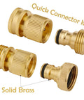 Solid Brass Garden Hose Quick Connect Kit Three Quarter Inch GHT Threads, Five Piece Set With Three Male And Two Female Connectors