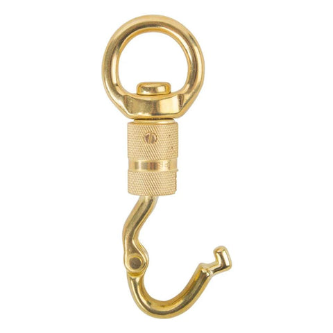 Solid Brass Panic Snap 1-1/8 Inch By 4-1/4 Inch Quick Release With Round Swivel Eye And Twist Body Heavy Duty Durable Hardware