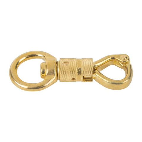 Solid Brass Panic Snap 1-1/8 Inch By 4-1/4 Inch Quick Release With Round Swivel Eye And Twist Body Heavy Duty Durable Hardware For Rugged Environments