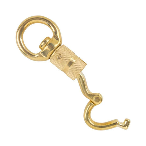 Solid Brass Panic Snap 1-1/8 Inch By 4-1/4 Inch Quick Release with round swivel eye and twist body, heavy-duty hardware.